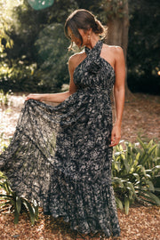 DRESSES Lennon Halterneck Maxi Dress - Black Floral