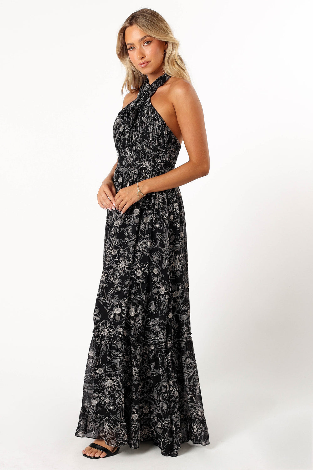 DRESSES @Lennon Halterneck Maxi Dress - Black Floral (Hold for Modern Romance)