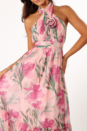 DRESSES @Lennon Halterneck Maxi Dress - Pink Floral (Hold for Modern Romance)