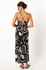 DRESSES @Leo Long Midi Slip Dress - Black Sand