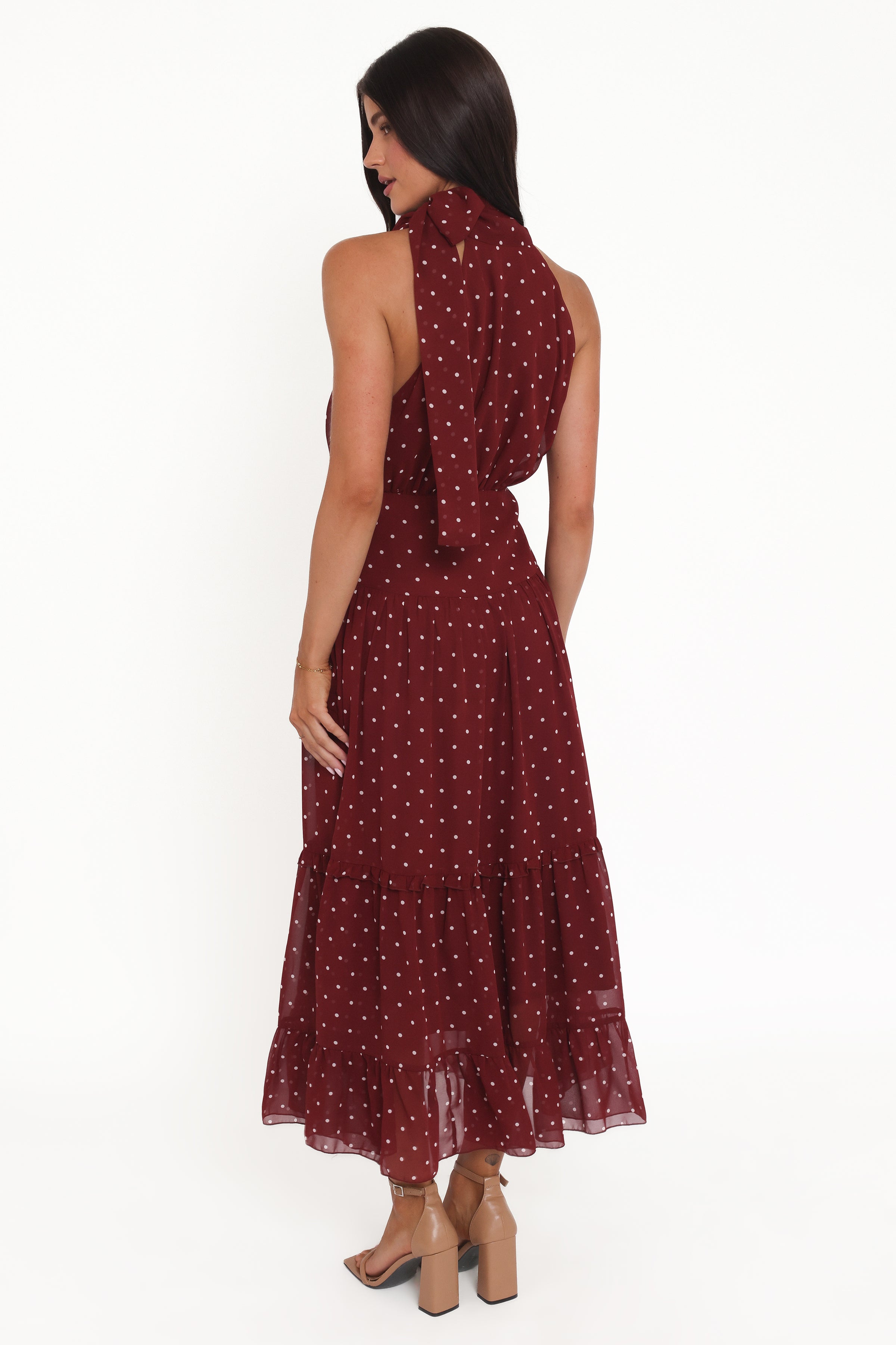 DRESSES Leona Halterneck Maxi Dress - Red Polka Dot