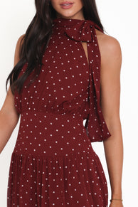 DRESSES Leona Halterneck Maxi Dress - Red Polka Dot