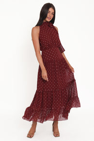 DRESSES Leona Halterneck Maxi Dress - Red Polka Dot