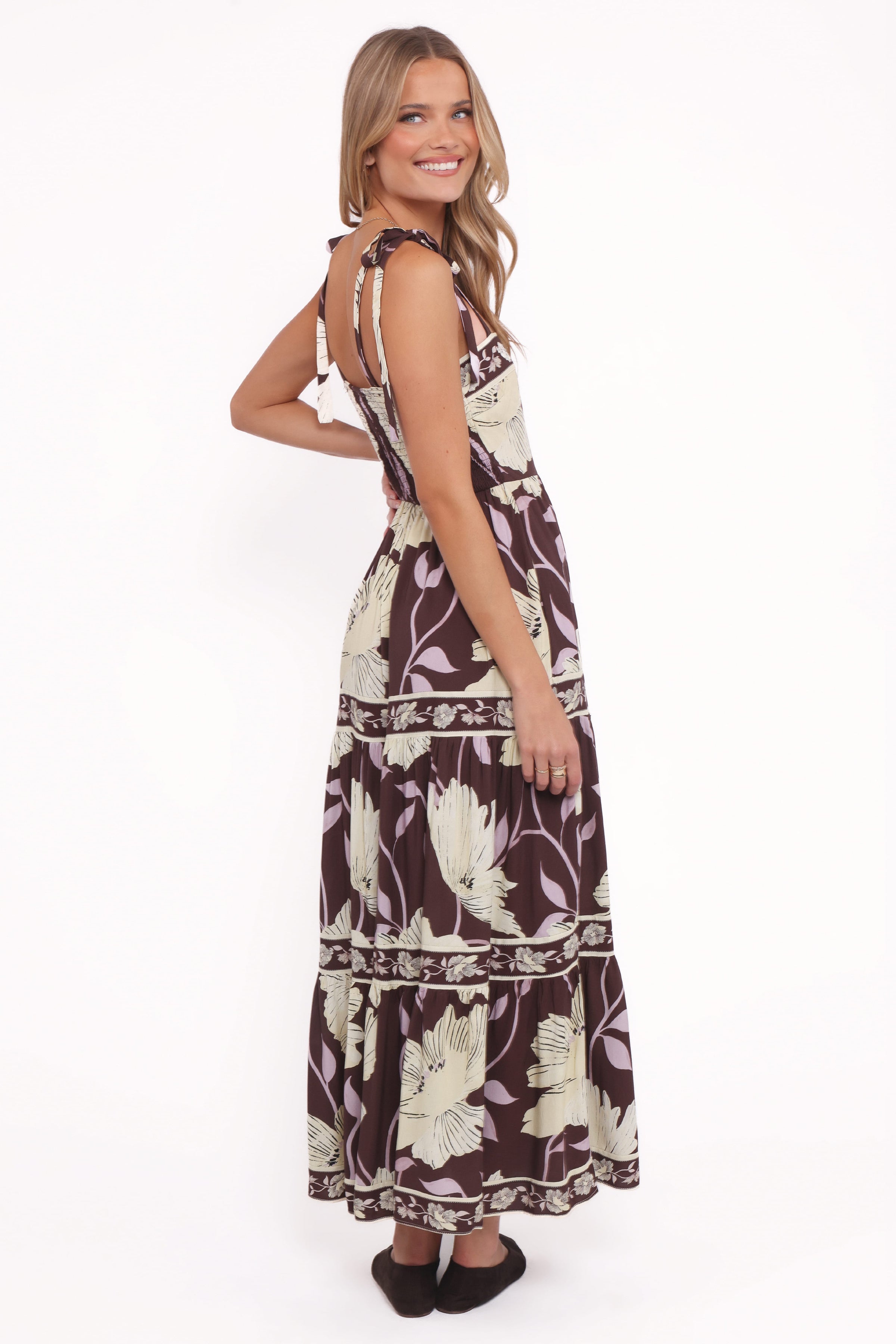 DRESSES Leonor Maxi Dress - Yellow Brown Floral