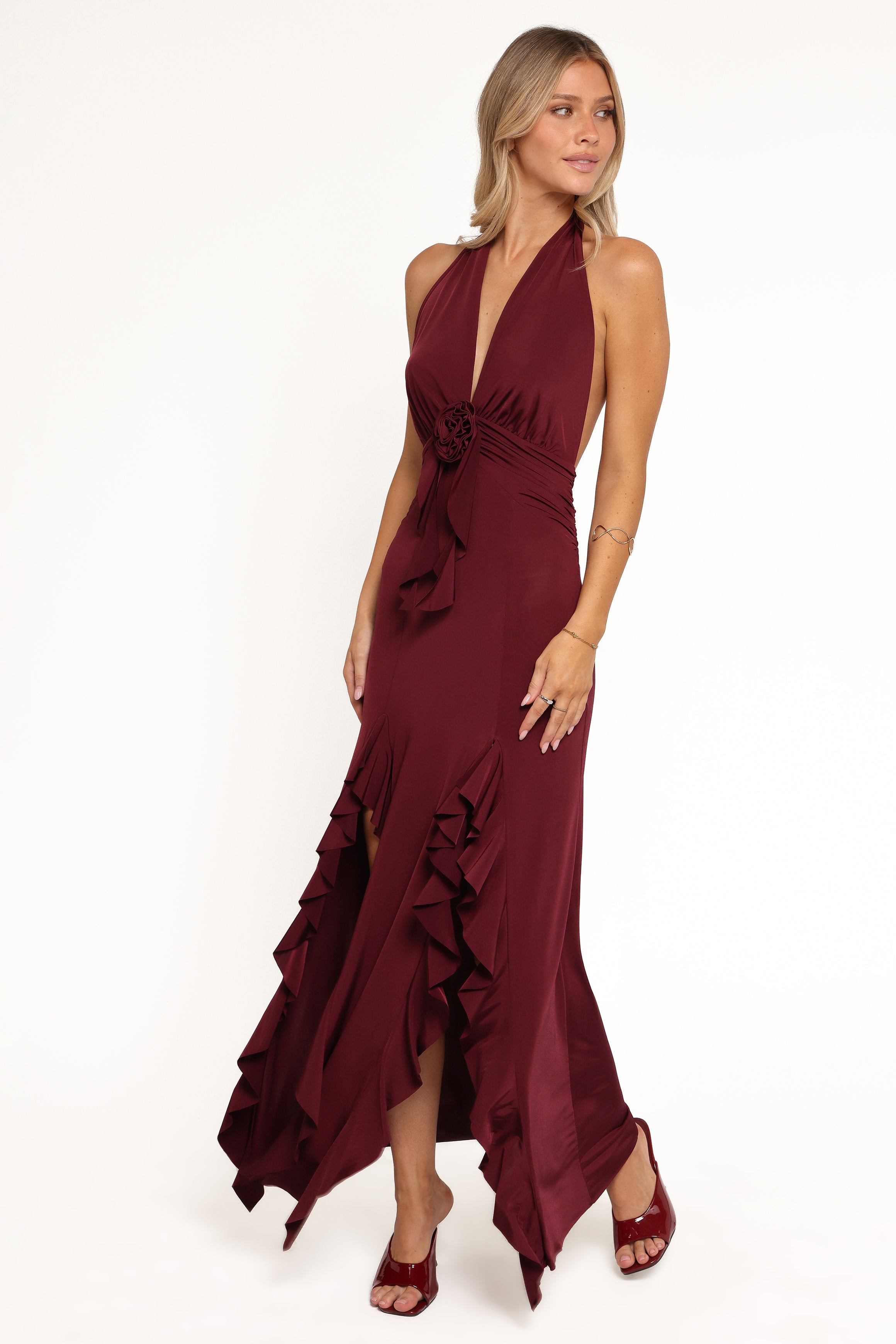 DRESSES Leowna Halterneck Maxi Dress - Burgundy