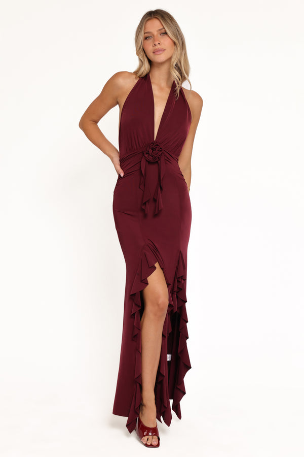 DRESSES Leowna Halterneck Maxi Dress - Burgundy