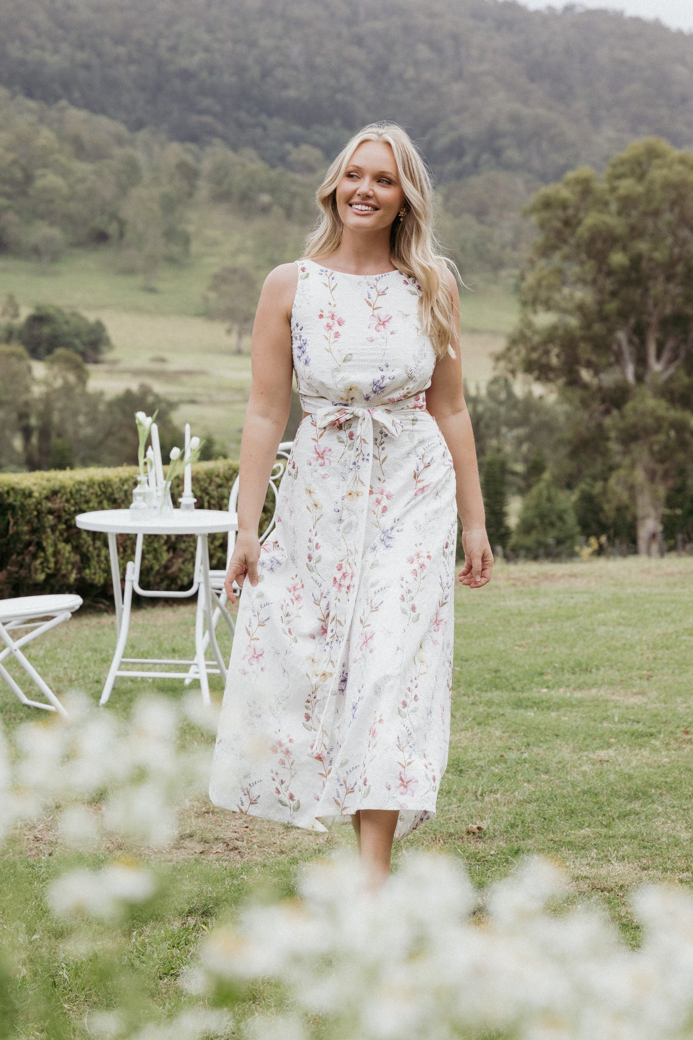 DRESSES Levin Midi Dress - White Floral