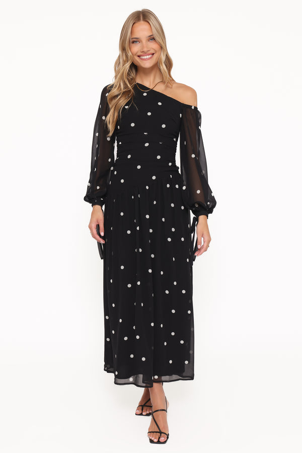 DRESSES Levine Maxi Dress - Black Polka Dot