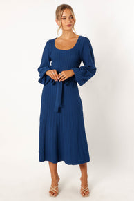 DRESSES @Lexi Longsleeve Midi Dress - Blue
