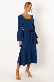DRESSES @Lexi Longsleeve Midi Dress - Blue