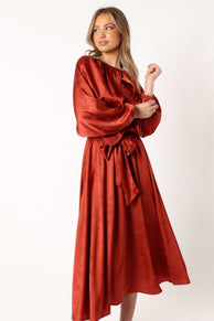 DRESSES @Lexie Longsleeve Midi Dress - Bronze