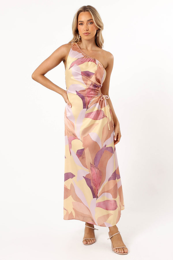 DRESSES @Lidia One Shoulder Maxi Dress - Warm Multi