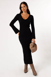 DRESSES @Lina Long Sleeve Midi Dress - Black