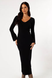 DRESSES @Lina Long Sleeve Midi Dress - Black