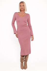 DRESSES Lina Long Sleeve Midi Dress - Pink