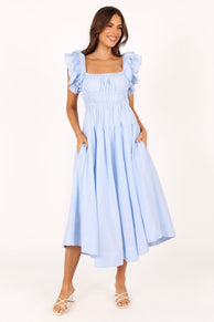 DRESSES @Linda Midi Dress - Blue Stripe