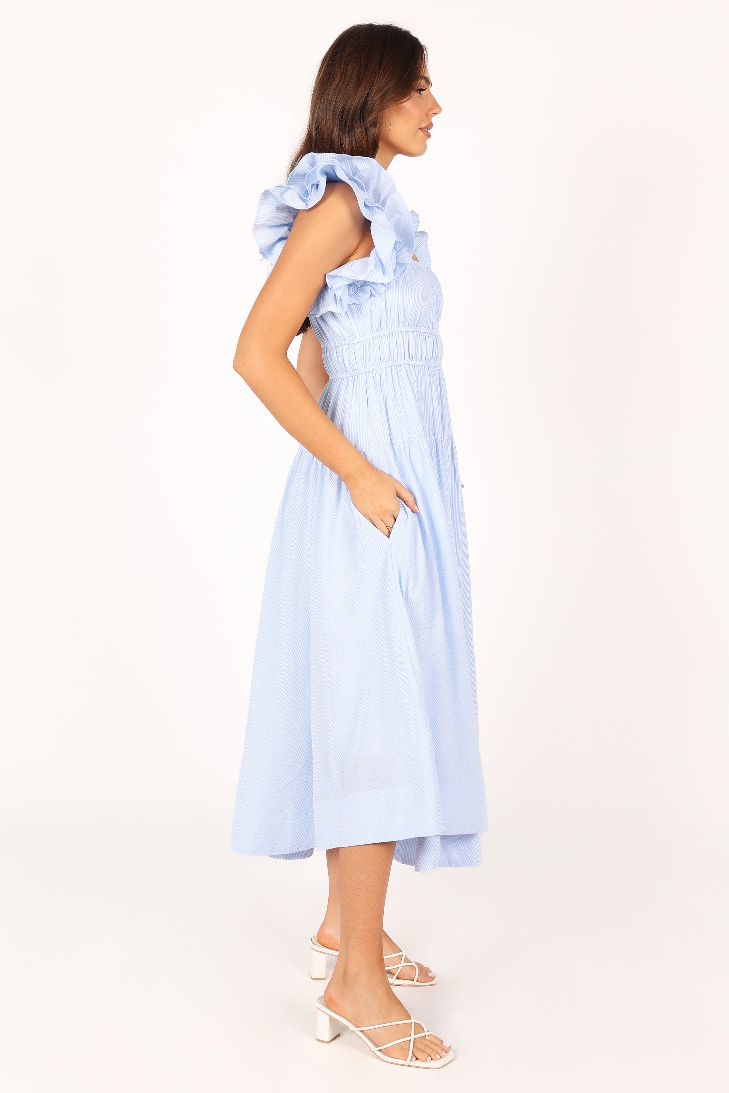 DRESSES @Linda Midi Dress - Blue Stripe