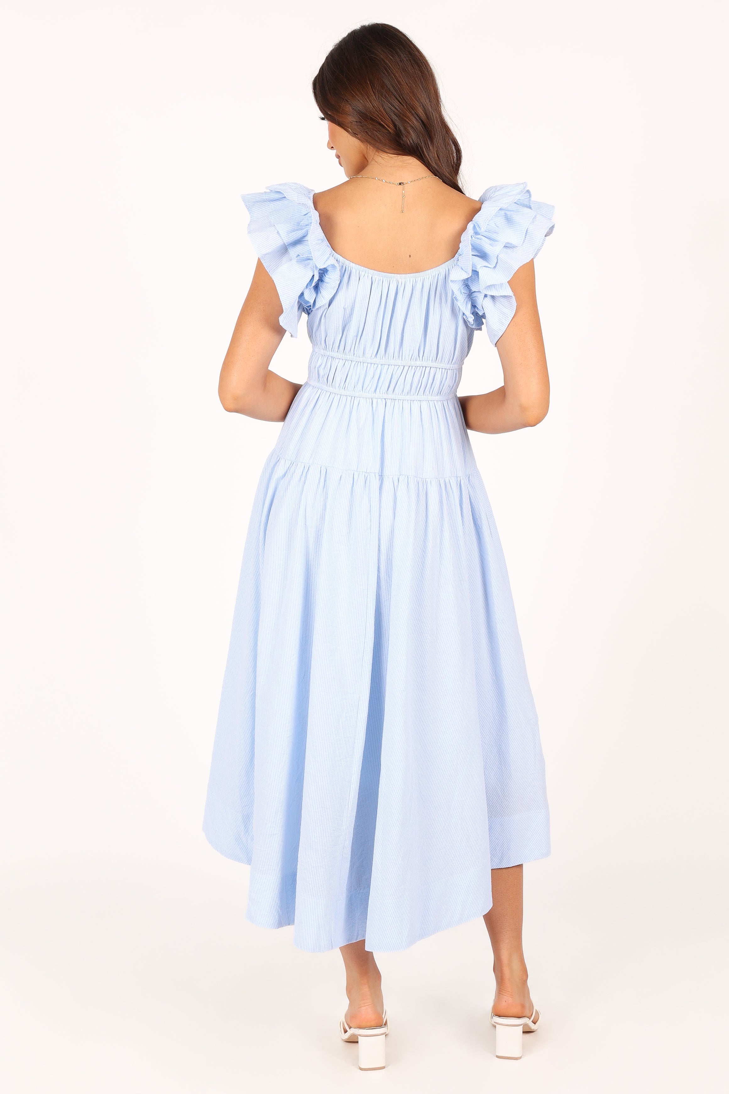 DRESSES @Linda Midi Dress - Blue Stripe