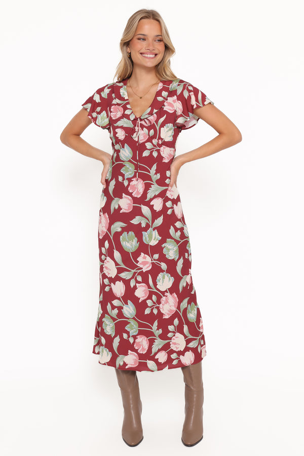 DRESSES Linden Midi Dress - Red Tulip Floral