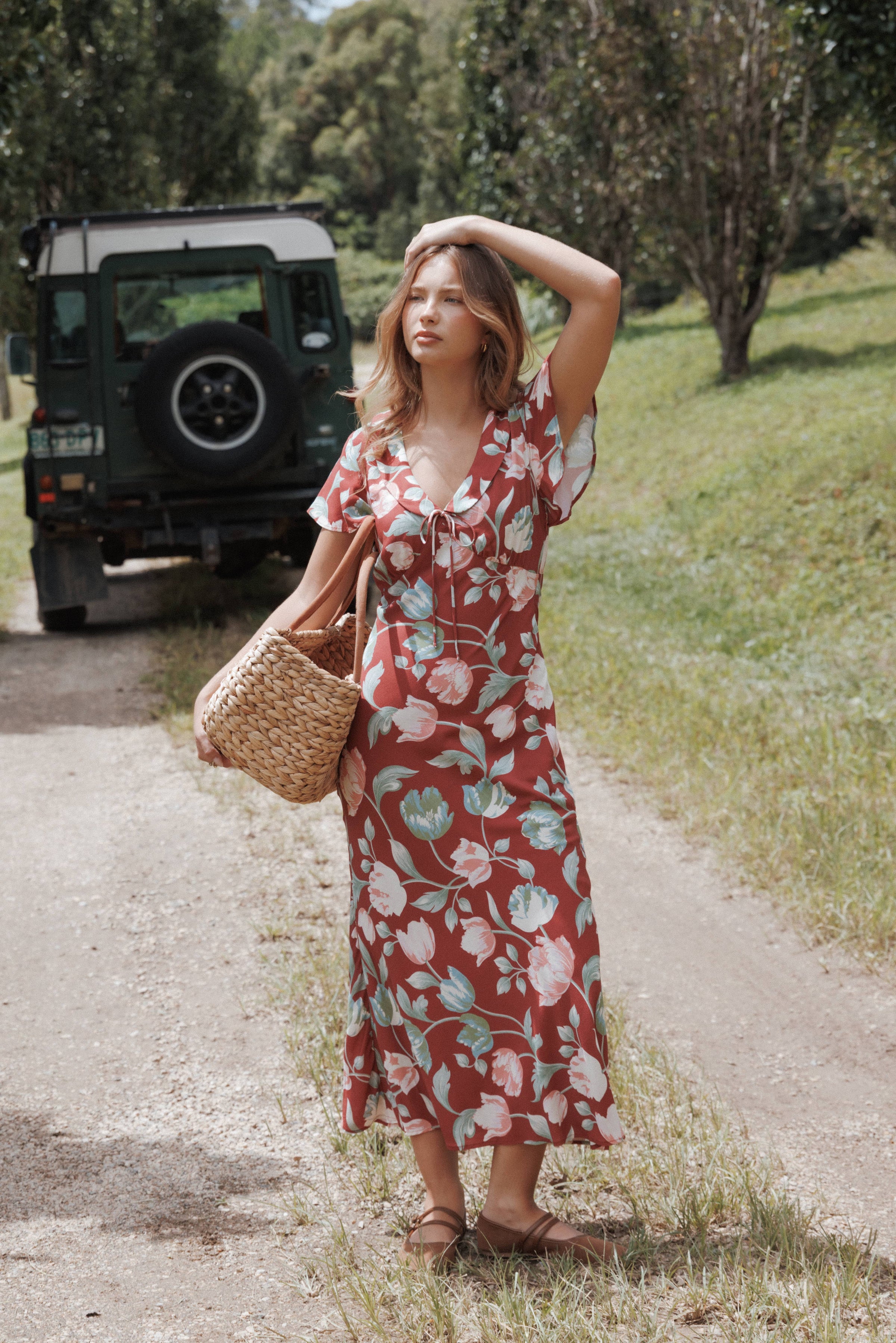 DRESSES Linden Midi Dress - Red Tulip Floral