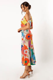 DRESSES @Liv Off Shoulder Midi Dress - Floral