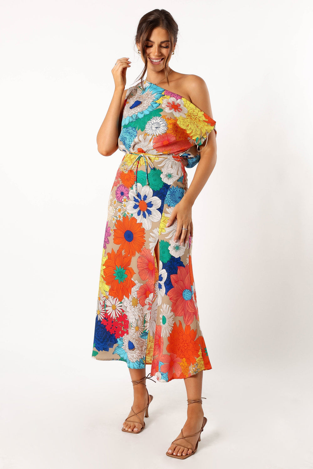 DRESSES @Liv Off Shoulder Midi Dress - Floral