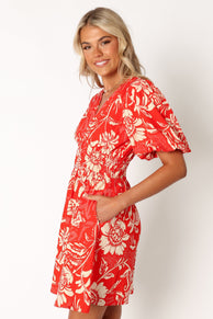 DRESSES @Lochi Mini Dress - Red Floral