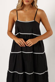 DRESSES @Loella Tiered Midi Dress - Black