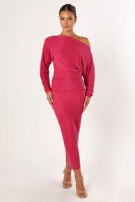 DRESSES @Loeve Long Sleeve Midi Dress - Pink