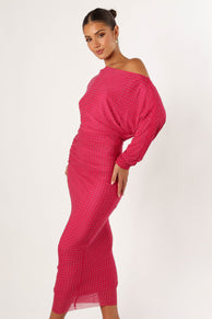 DRESSES @Loeve Long Sleeve Midi Dress - Pink