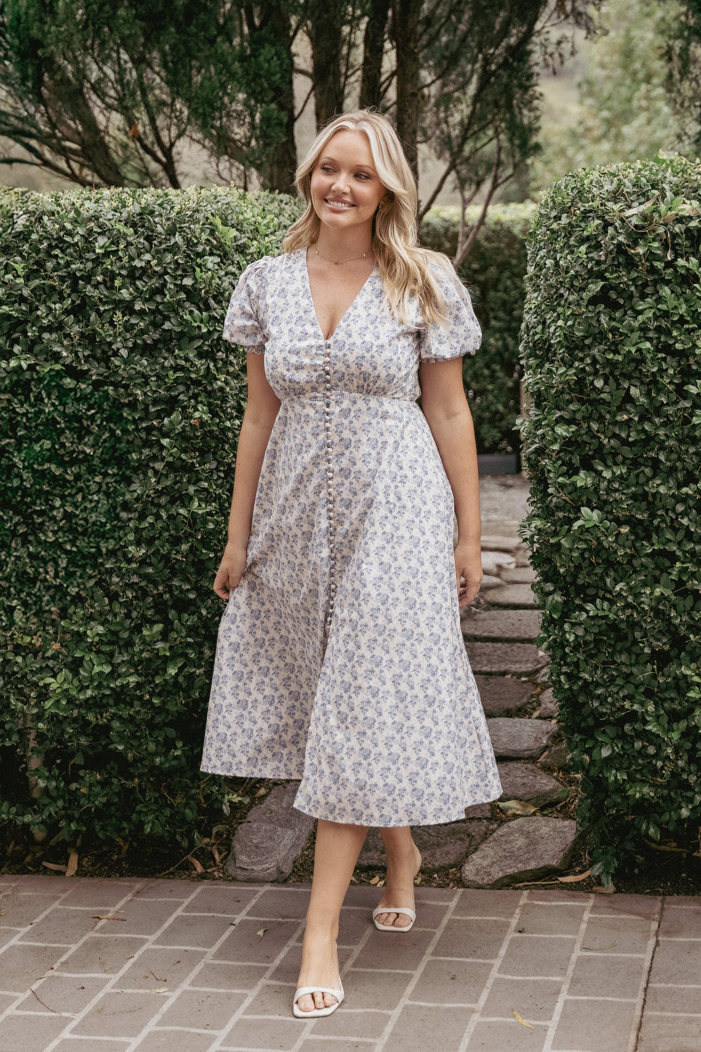 DRESSES Logen Floral Midi Dress - Parisian Bloom