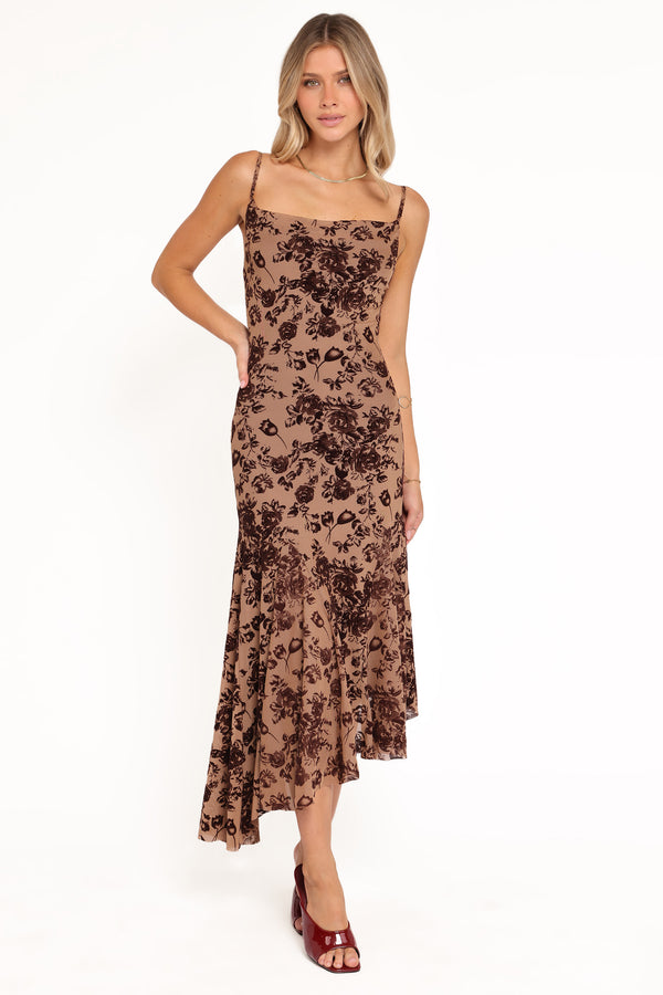 DRESSES Lolita Midi Dress - Brown Floral