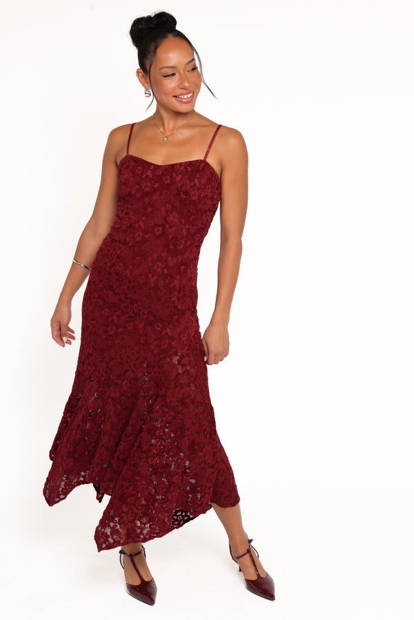 DRESSES Lorde Midi Dress - Burgundy Lace
