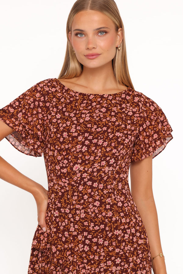 DRESSES Lorrie Maxi Dress - Brown Ditsy Floral