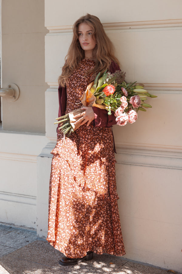DRESSES Lorrie Maxi Dress - Brown Ditsy Floral
