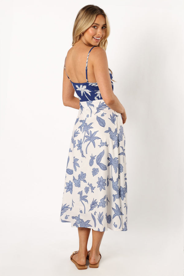 DRESSES @Lothora Midi Dress - Navy White