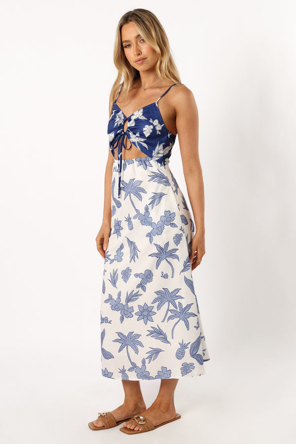 DRESSES @Lothora Midi Dress - Navy White