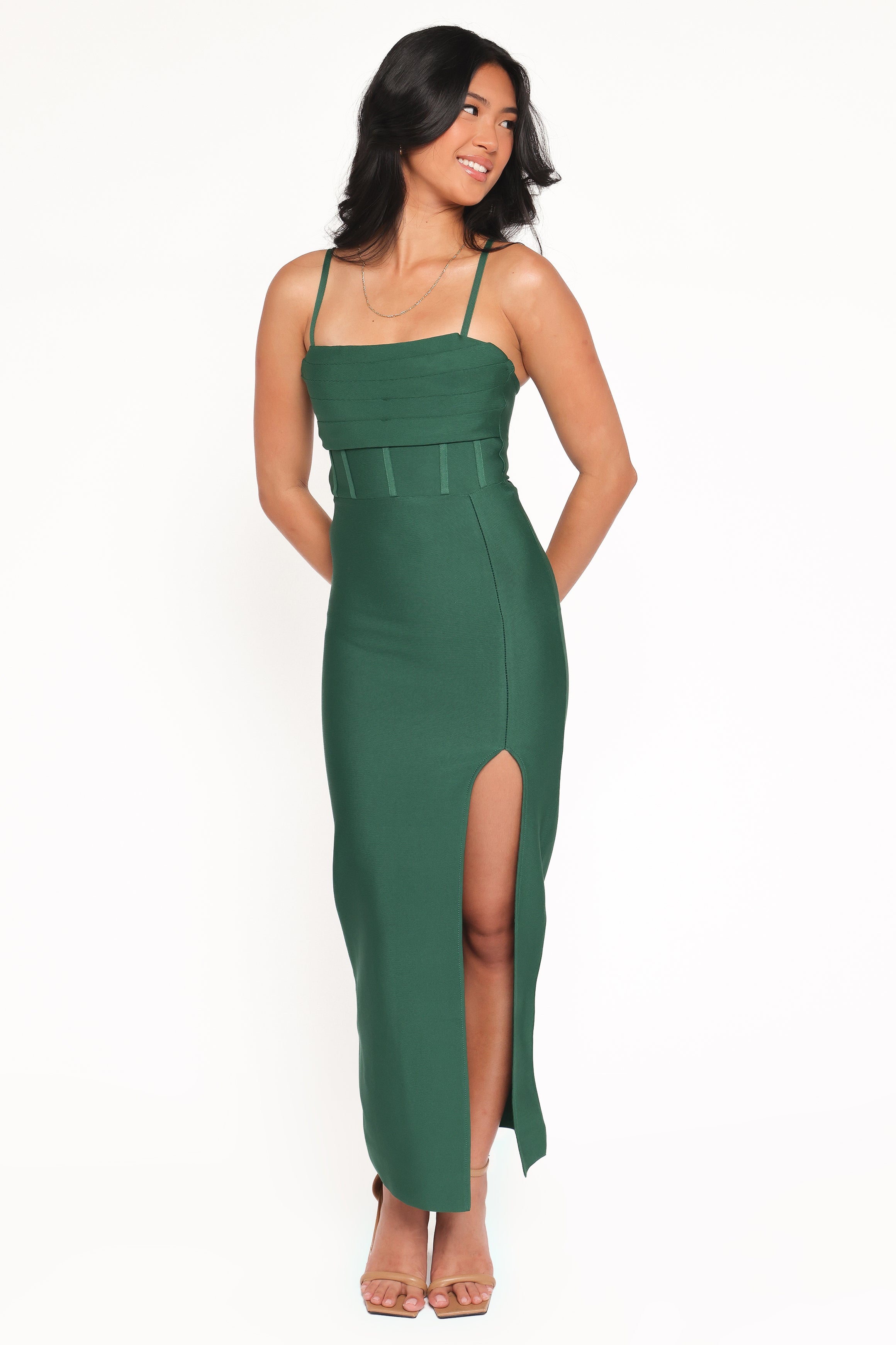 DRESSES Louisa Midi Dress - Emerald Green