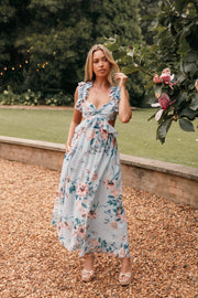 DRESSES Lucah Frill Shoulder Maxi Dress - Blue Floral