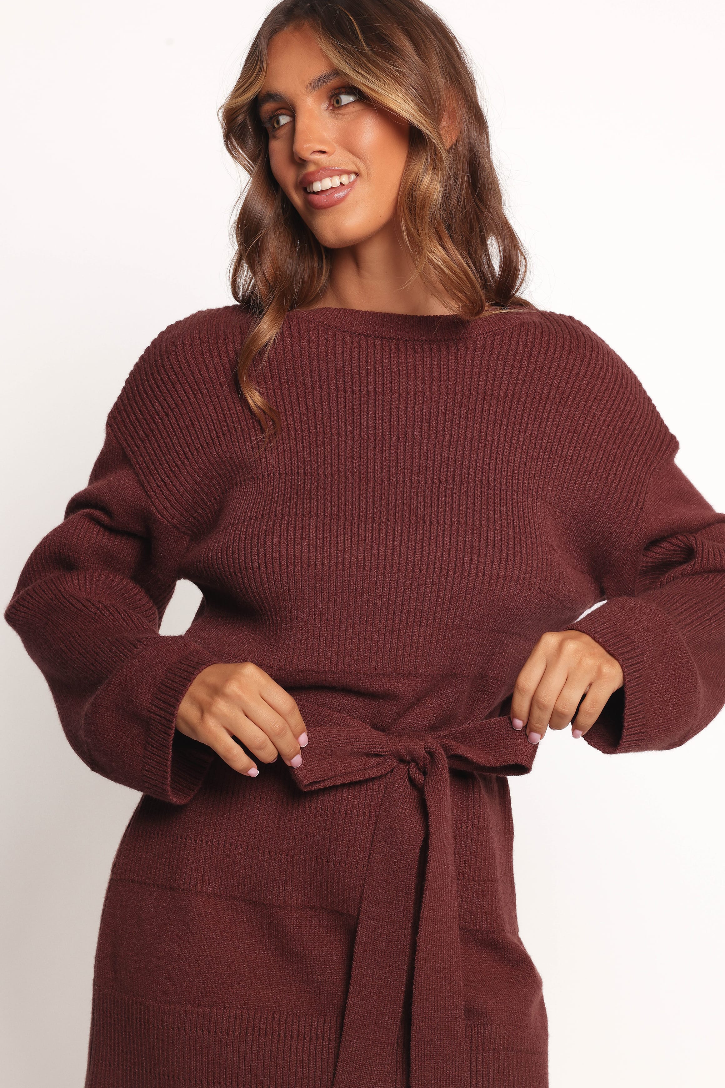 DRESSES Lucca Mini Sweater Dress - Chocolate Brown