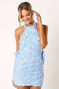 DRESSES @Lucy Halterneck Mini Dress - Blue