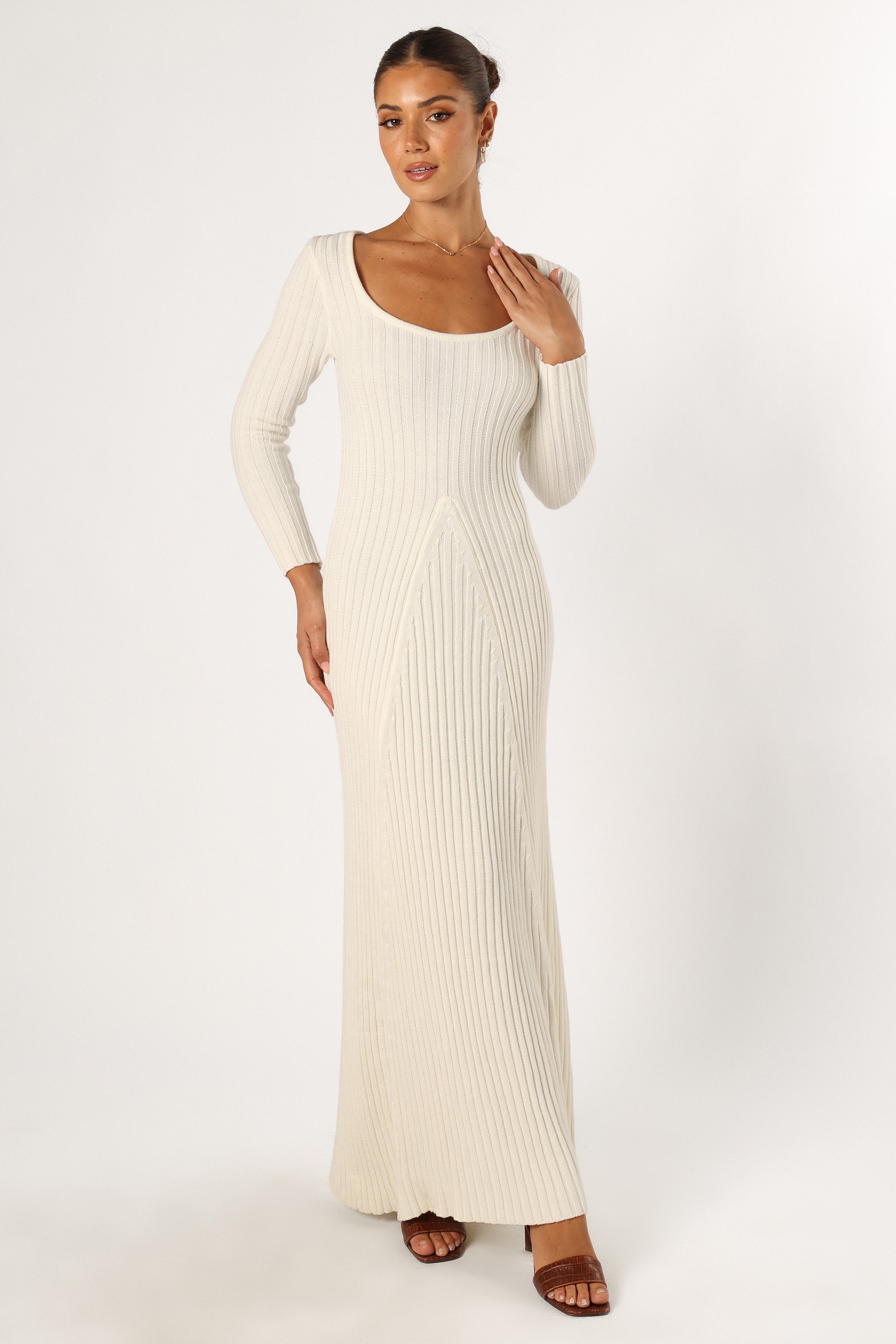 DRESSES @Luisa Longsleeve Knit Dress - Cream
