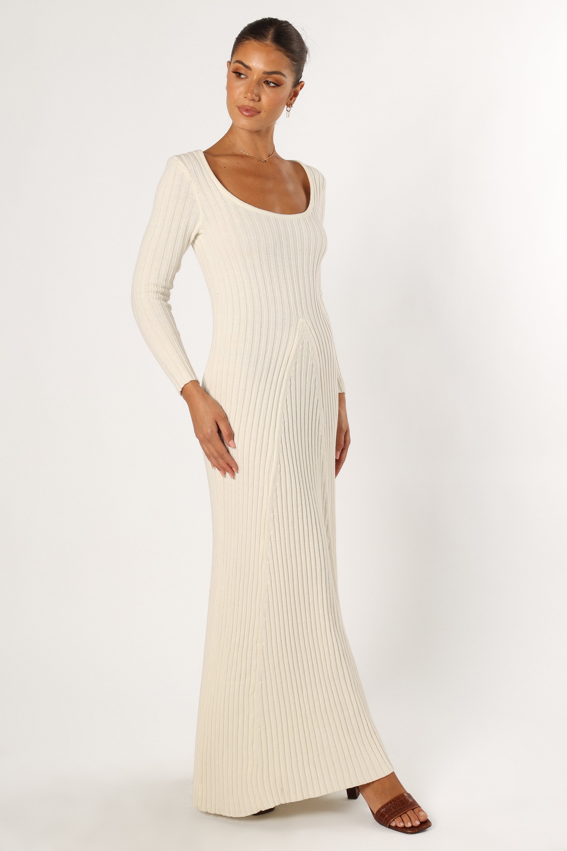 DRESSES @Luisa Longsleeve Knit Dress - Cream