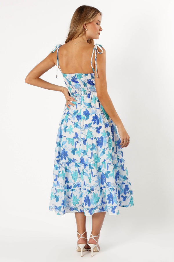 DRESSES @Lulu Cut Out Maxi Dress - Blue Floral