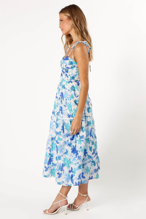 DRESSES @Lulu Cut Out Maxi Dress - Blue Floral