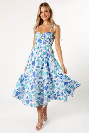 DRESSES @Lulu Cut Out Maxi Dress - Blue Floral