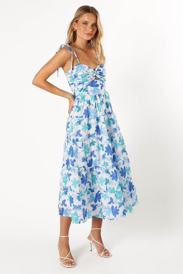 DRESSES @Lulu Cut Out Maxi Dress - Blue Floral