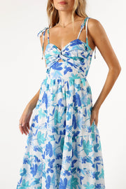 DRESSES @Lulu Cut Out Maxi Dress - Blue Floral