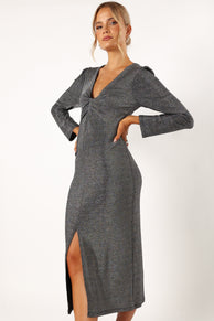DRESSES @Luminate Longsleeve Midi Dress - Silver