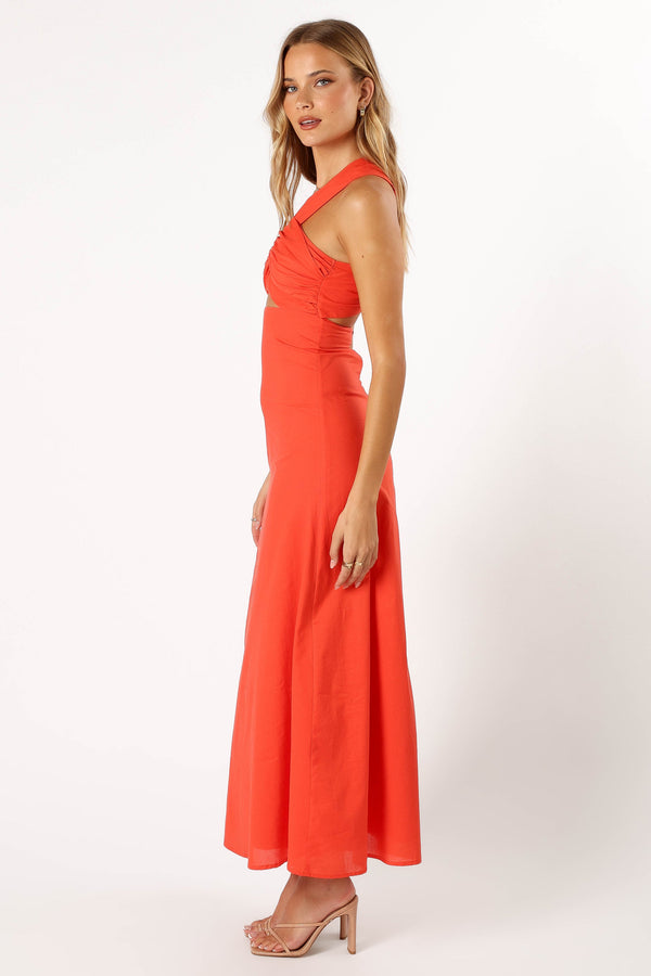 DRESSES @Luna One Shoulder Maxi Dress - Tangerine